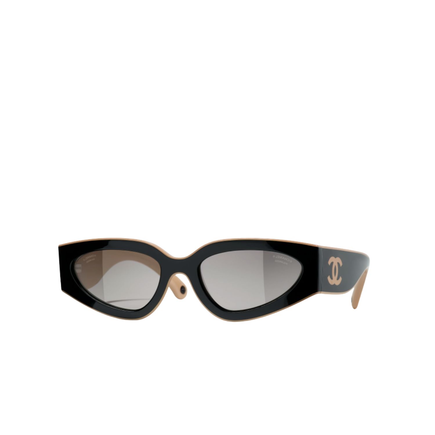 Ch**el Rectangular Sporty Sunglasses Black & Brown