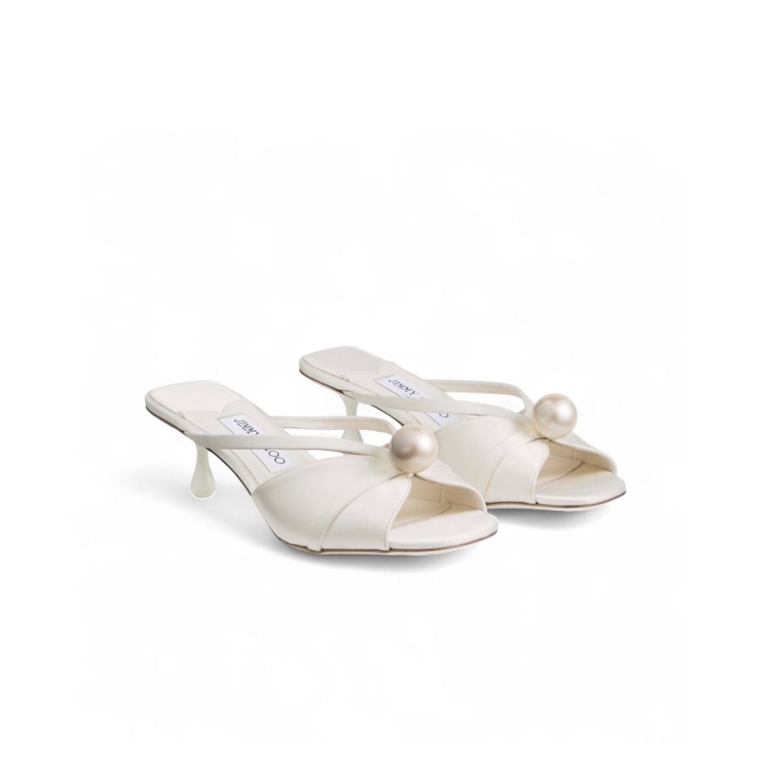 J1m*y Ch00 Siva Mule 50 Ivory/White For Women SIVAMULE50AOD