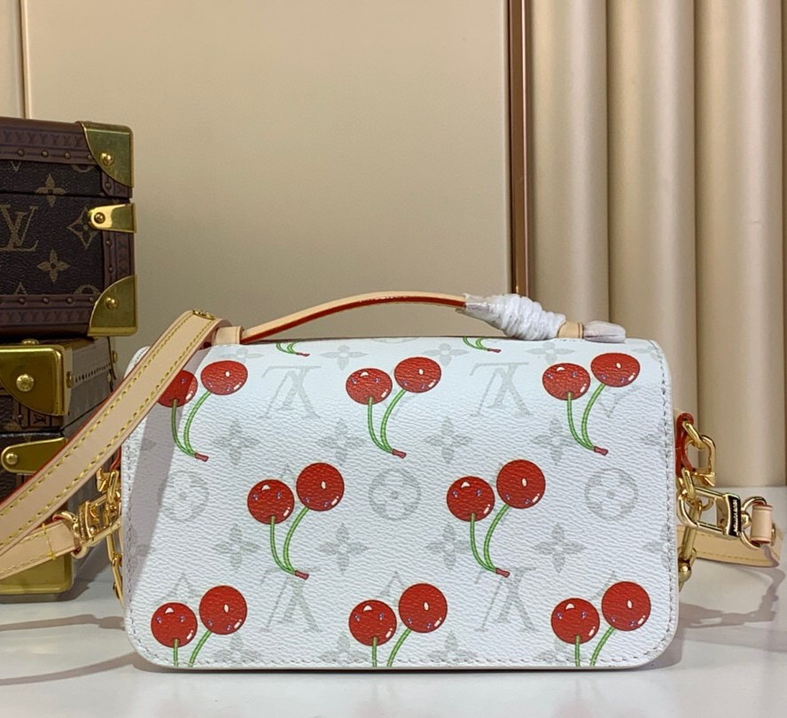 [True-to-ORIGINAL] L0vis Vvtt0n LV x TM Pochette Métis East West Cherry Canvas For Women 8.5in/21.5cm M14231