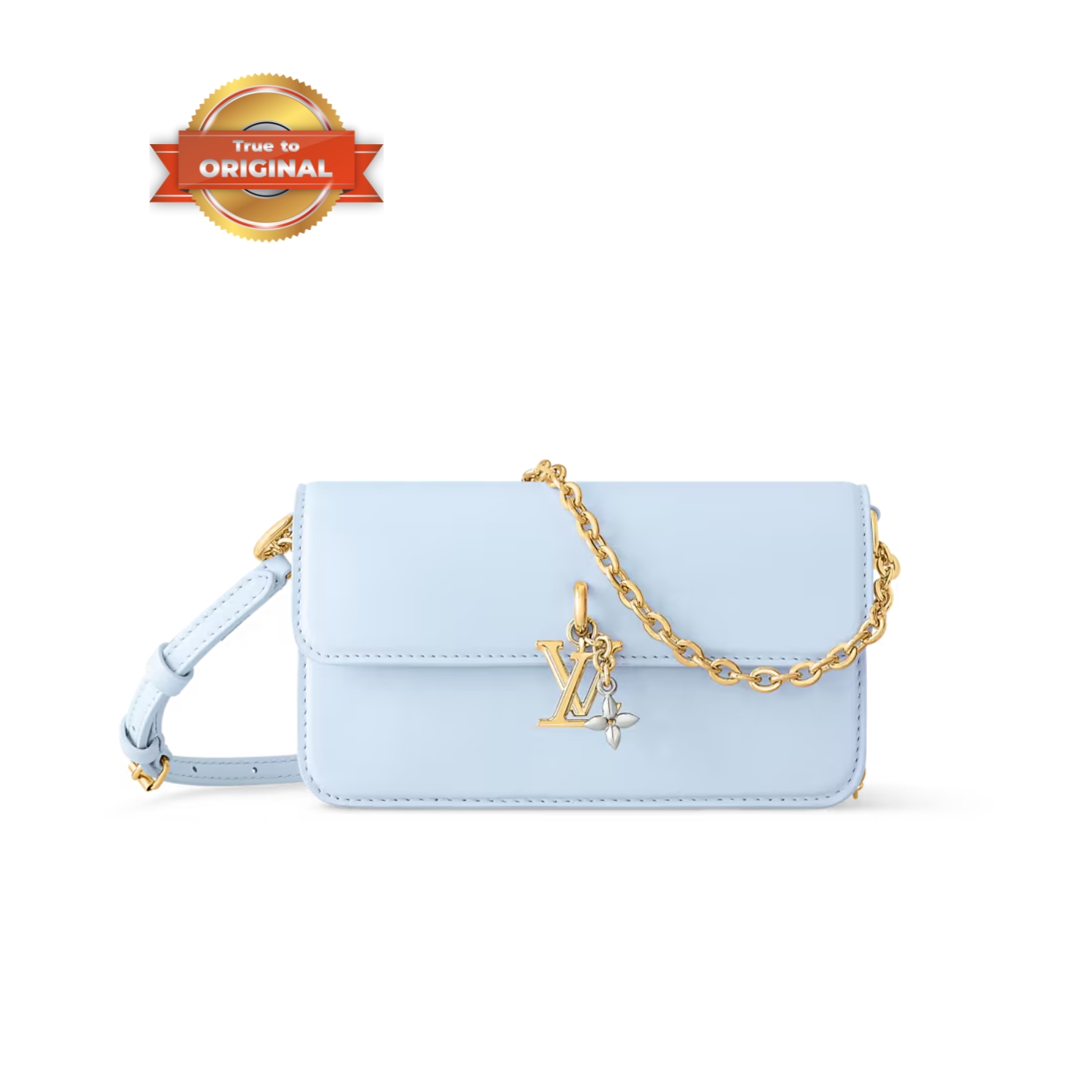 [True-to-ORIGINAL] L0vis Vvtt0n Wallet On Chain LV Bloom Azure Blue For Women 7.9in/20cm M14547