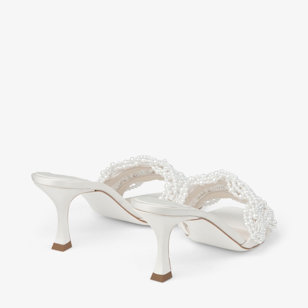 J1m*y Ch00 Cary Mule 70 Ivory/White For Women CARYMULE70OBD