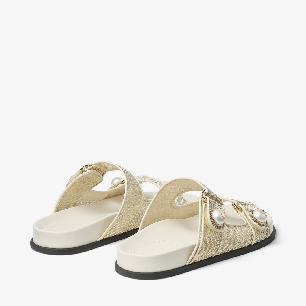 J1m*y Ch00 Fayence Sandal Champagne/Latte For Women FAYENCESANDALCJM