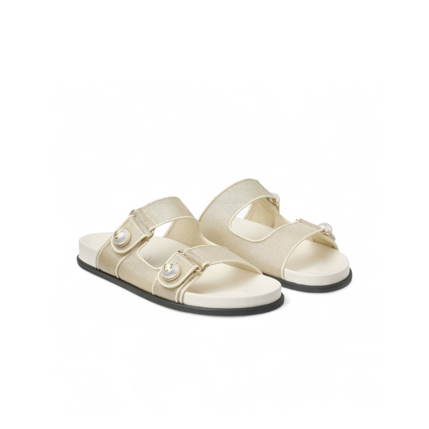 J1m*y Ch00 Fayence Sandal Champagne/Latte For Women FAYENCESANDALCJM