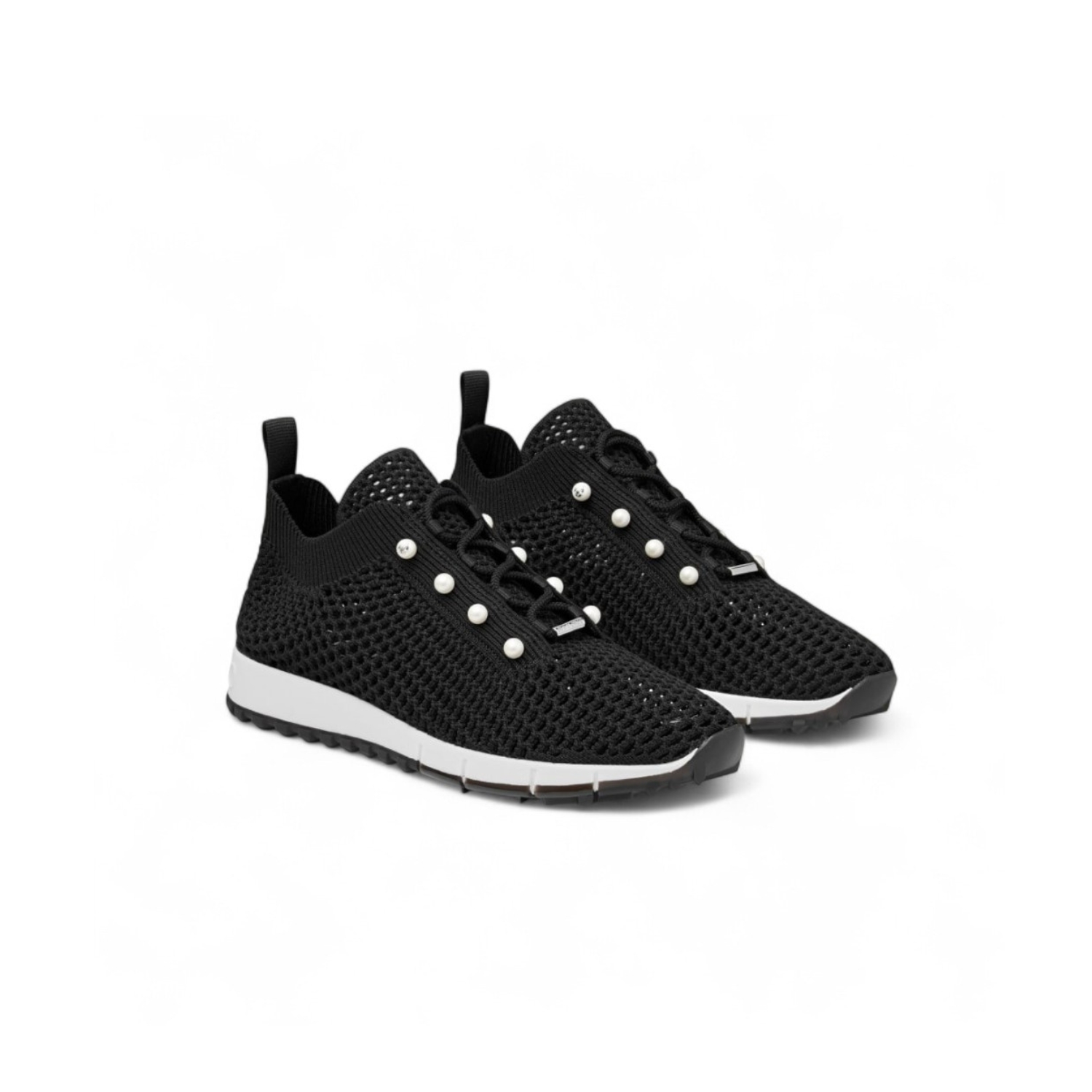 J1m*y Ch00 Veles Crochet Knit Low-Top Trainers Black For Women VELESPBT