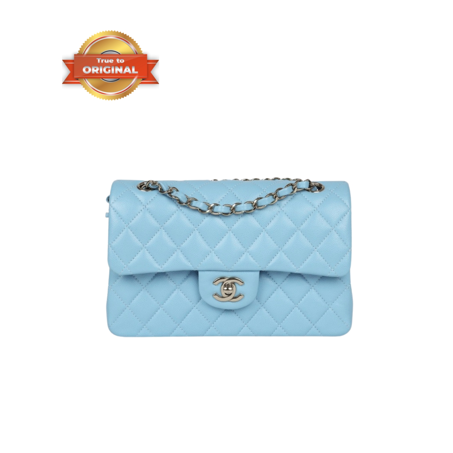 [True-to-ORIGINAL] Ch**el Small Classic Double Flap Bag Light Blue For Women 9in/23cm