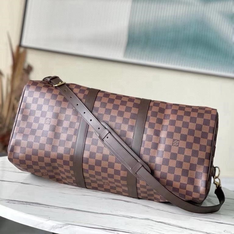[True-to-ORIGINAL] L0vis Vvtt0n Keepall Bandoulière 50 Damier Ebene Canvas Bag Brown For Men 19.7in/50cm