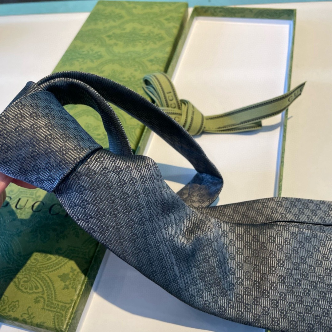 Gvc*1 Monogram Interlocking G Jacquard Dark Grey Tie For Men