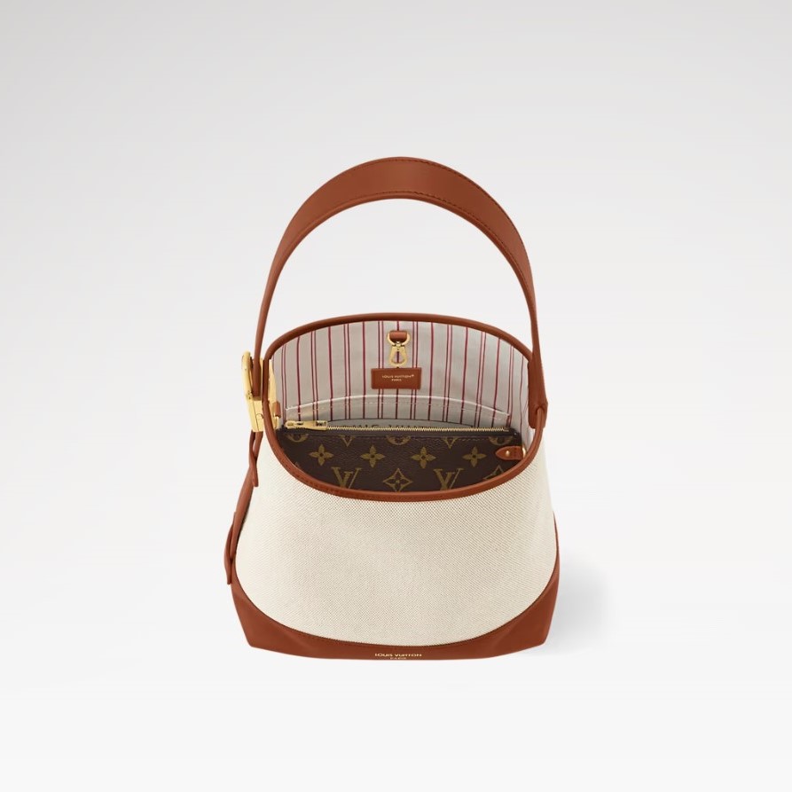 L0vis Vvtt0n Low Key Hobo PM Ecru/Cognac For Women 11in/28cm M25468