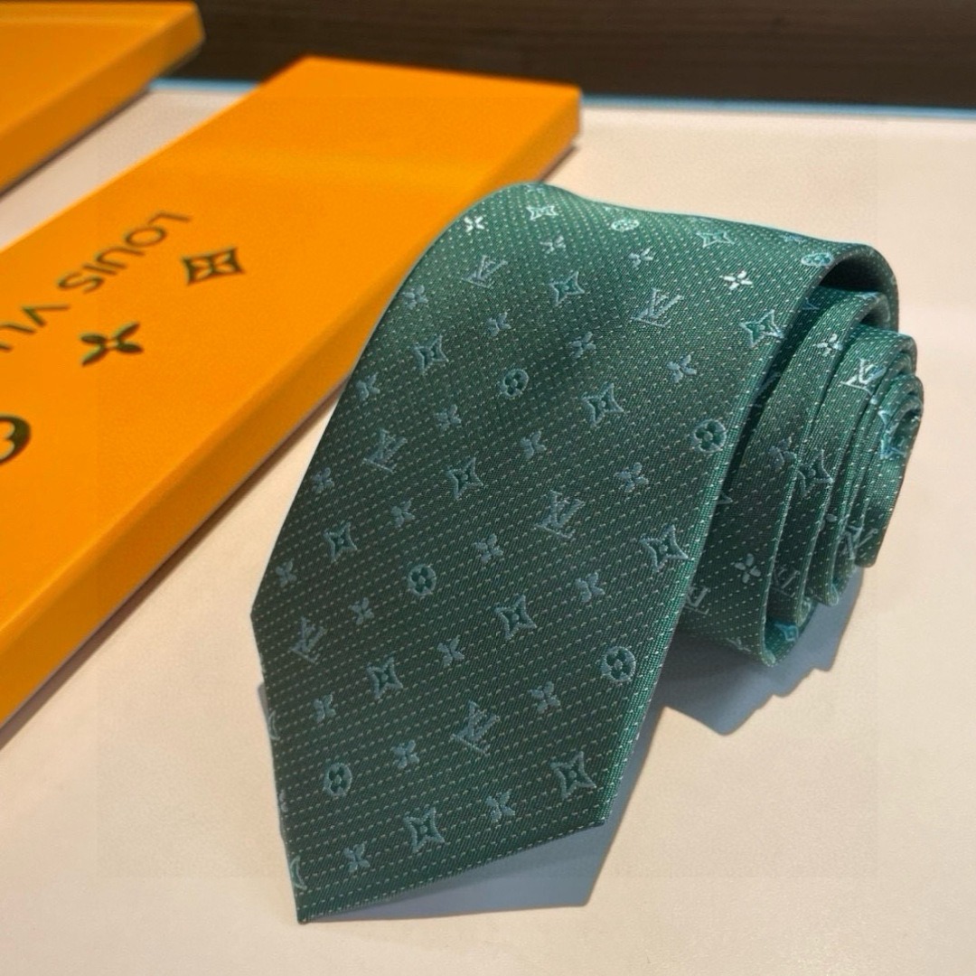 L0vis Vvtt0n Signature Monogram Silk Tie Green For Men