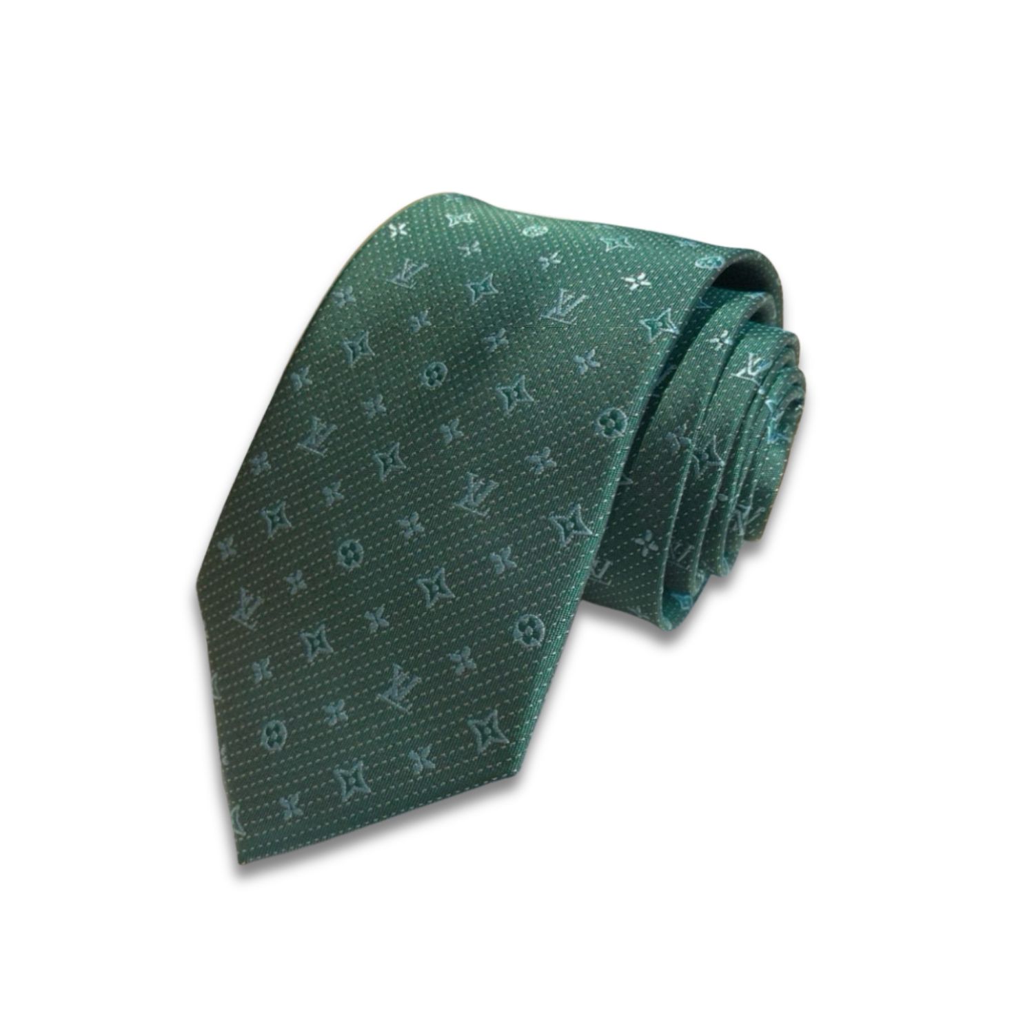 L0vis Vvtt0n Signature Monogram Silk Tie Green For Men