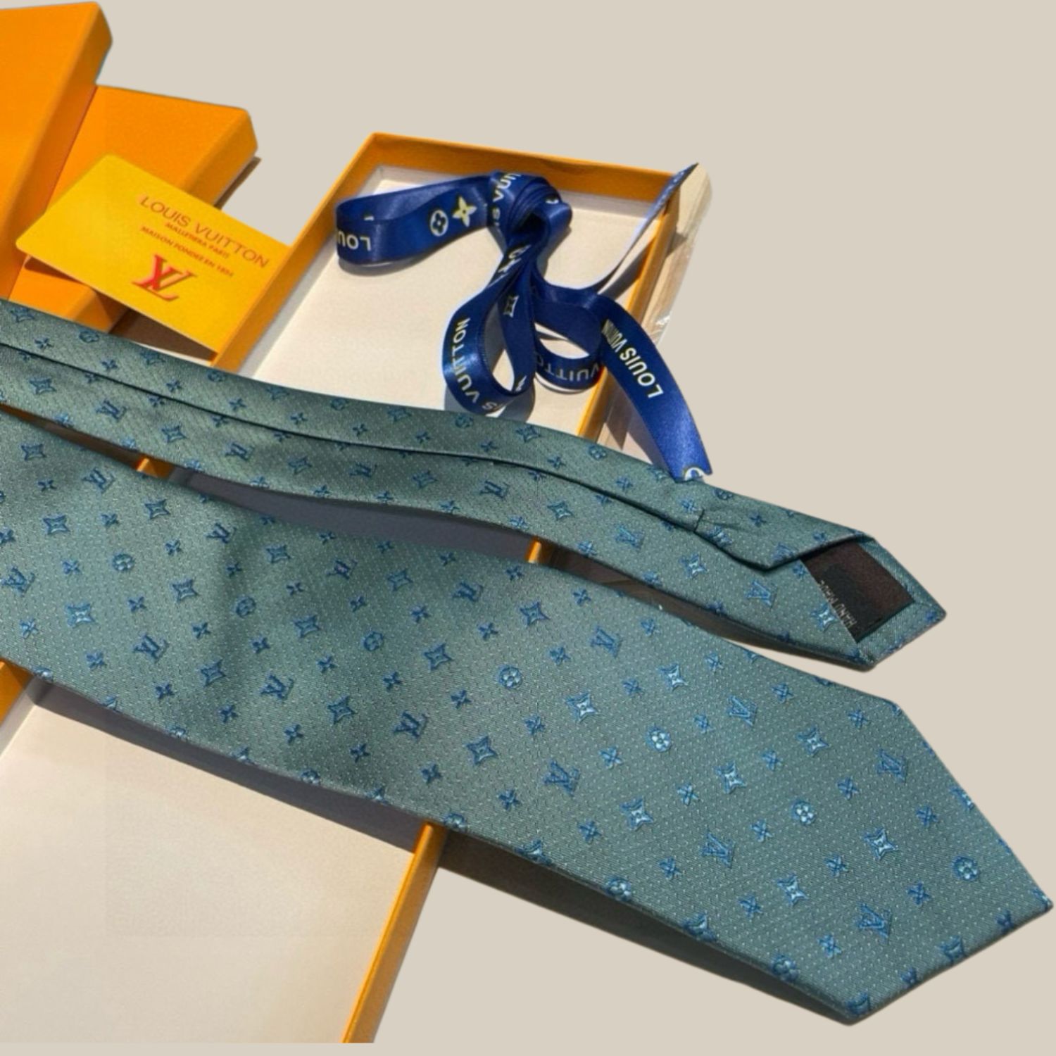 L0vis Vvtt0n Signature Monogram Silk Tie Mint For Men