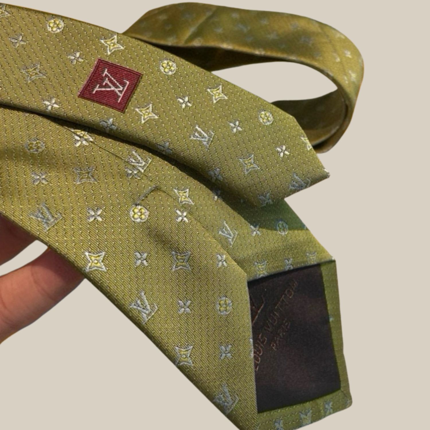 L0vis Vvtt0n Signature Monogram Silk Tie Mustard For Men
