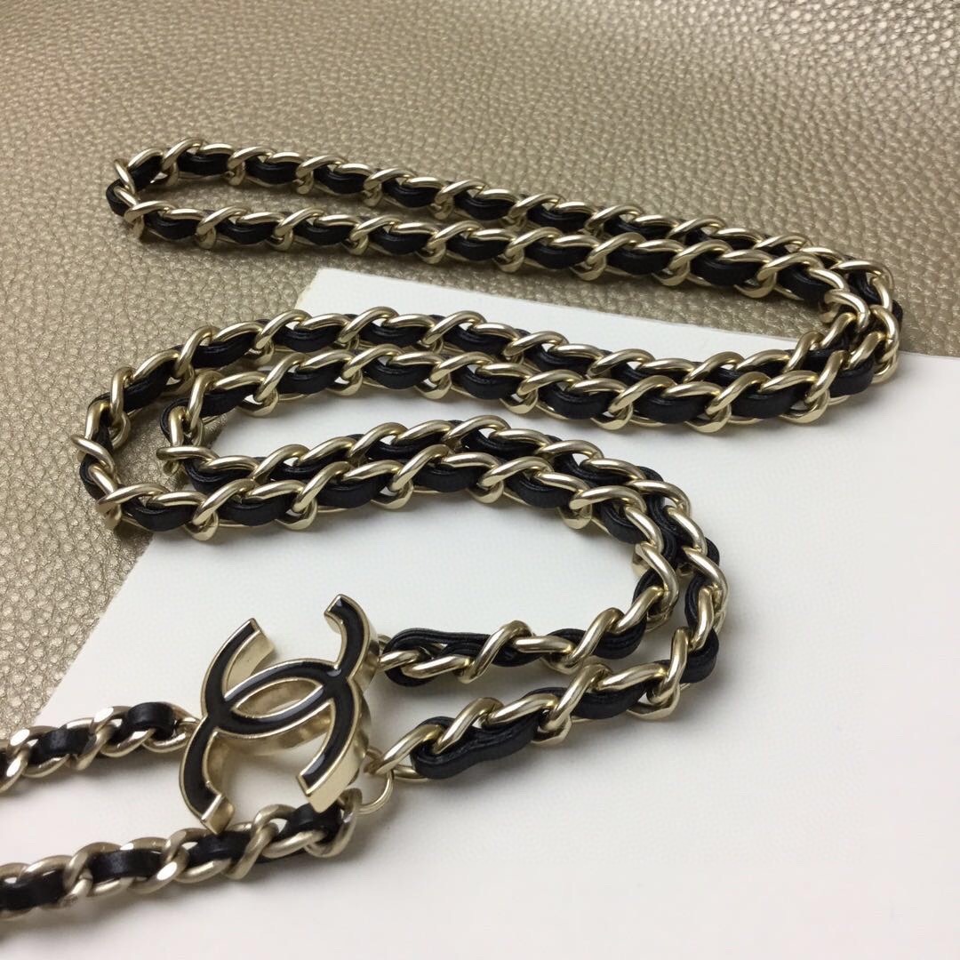 Ch**el CC Logo Chain Belt Black For Women