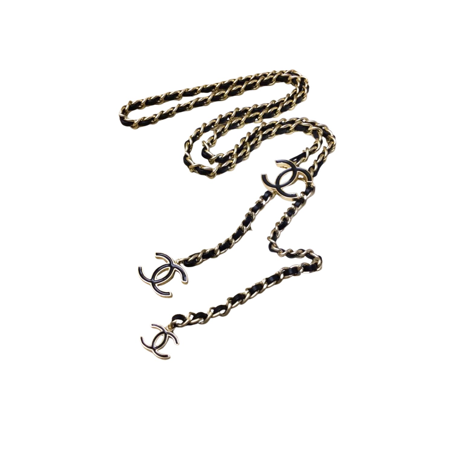 Ch**el CC Logo Chain Belt Black For Women