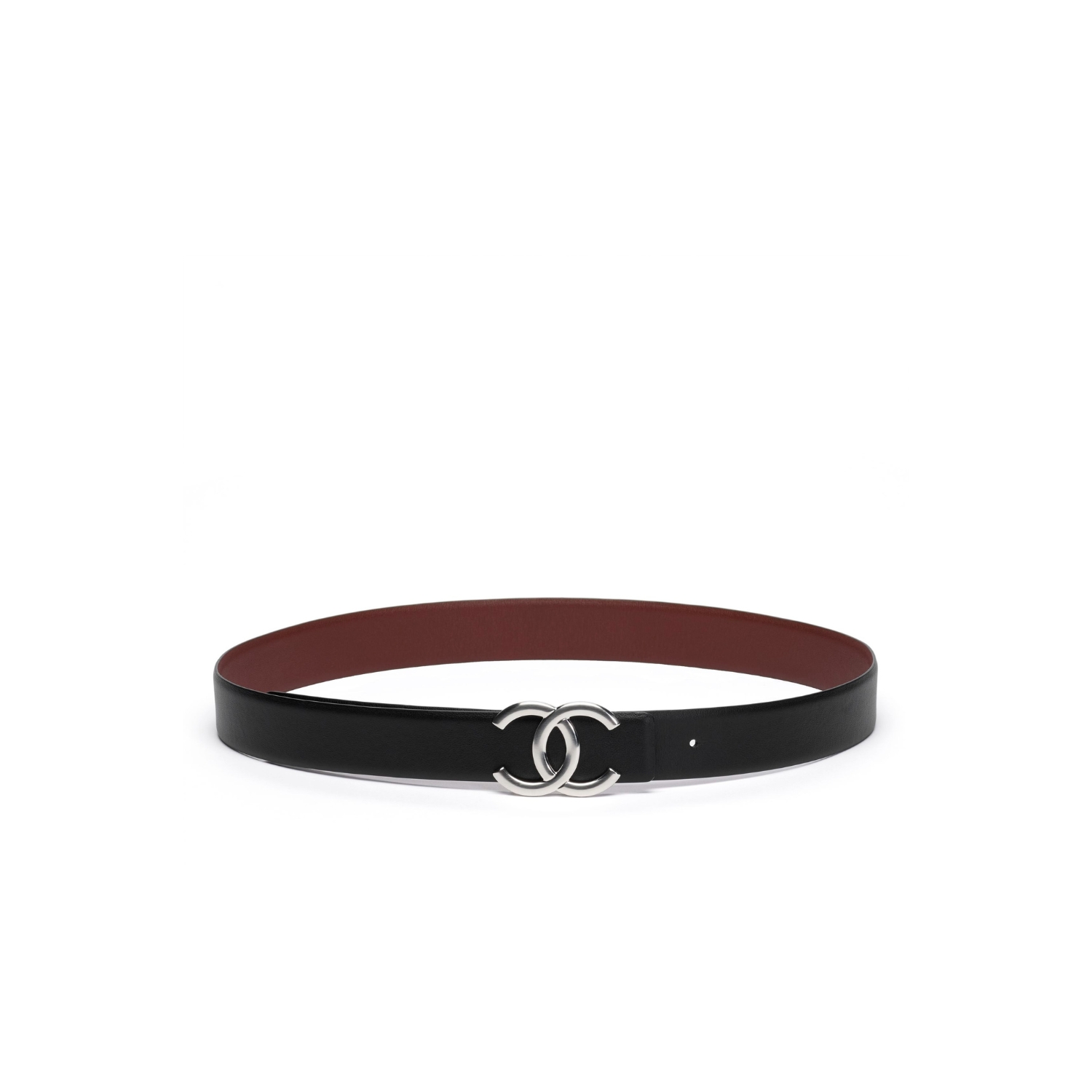 Ch**el CC Buckle Belt Black/Burgundy For Women A73462-Y10673-U0969