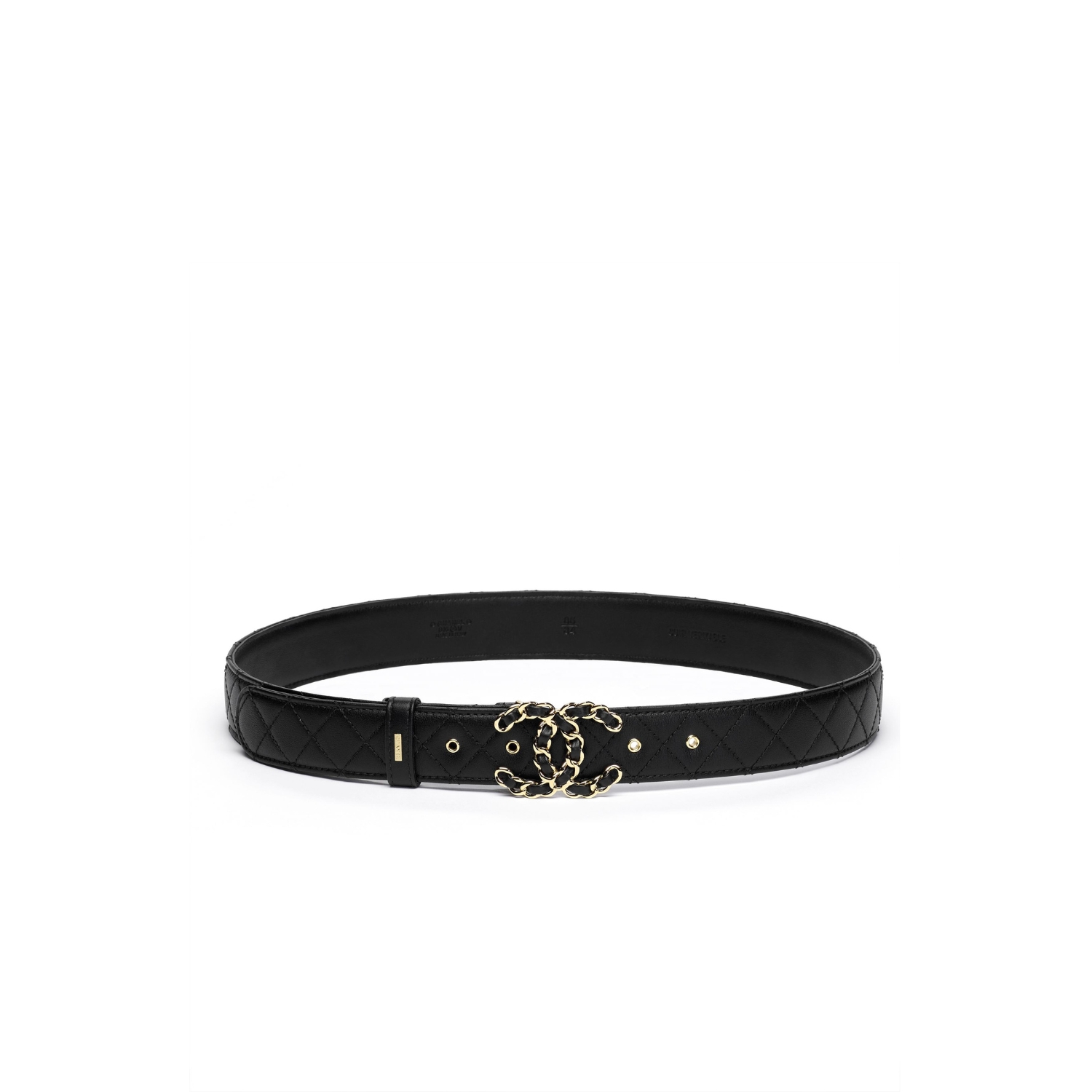 Ch**el CC Buckle Quilted Belt Black For Women  A73463-Y11106-94305