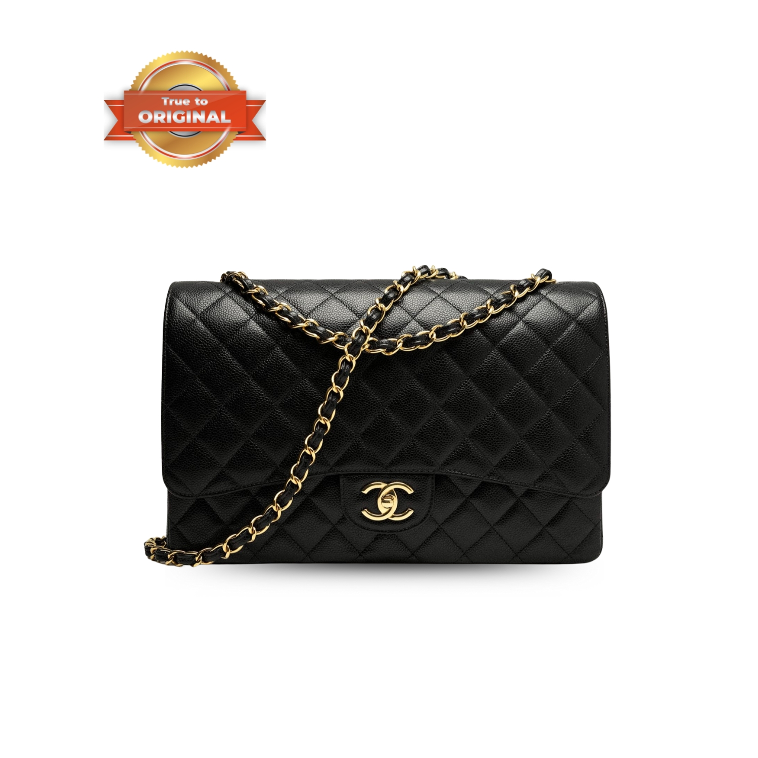 [True-to-ORIGINAL] Ch**el Maxi Classic Handbag Black For Women 33cm/13in A58601-Y01864-C3906