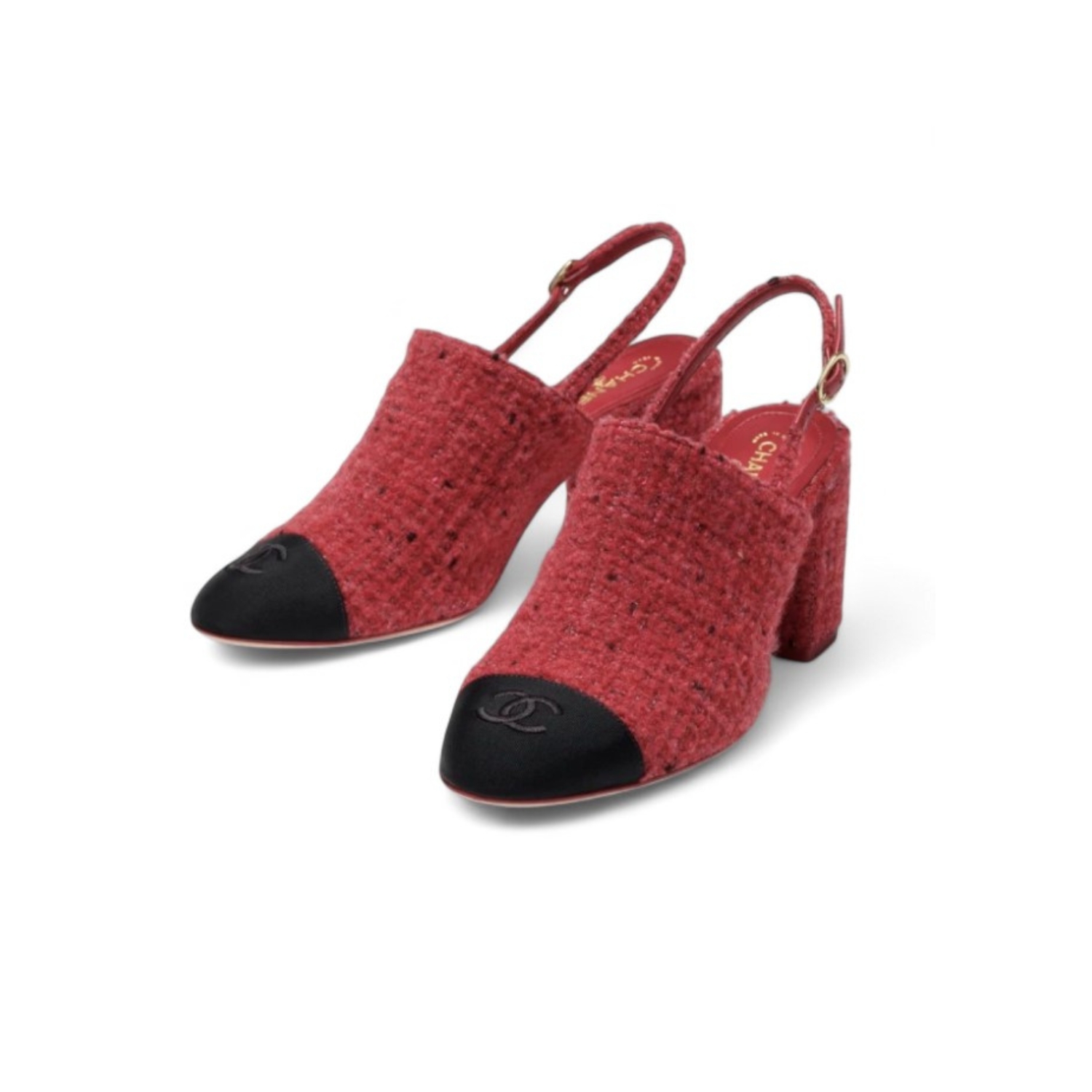 Ch**el Tweed Slingbacks Red For Women G46865-B22419-U4533