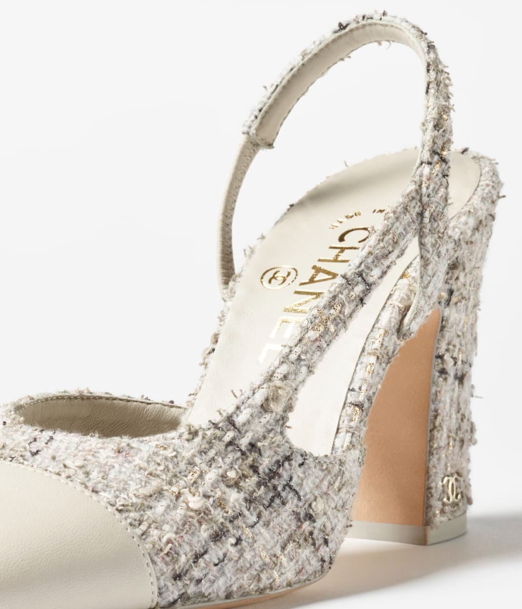 Ch**el Tweed Slingbacks Gray/Black For Women G45509-B21771-U3336