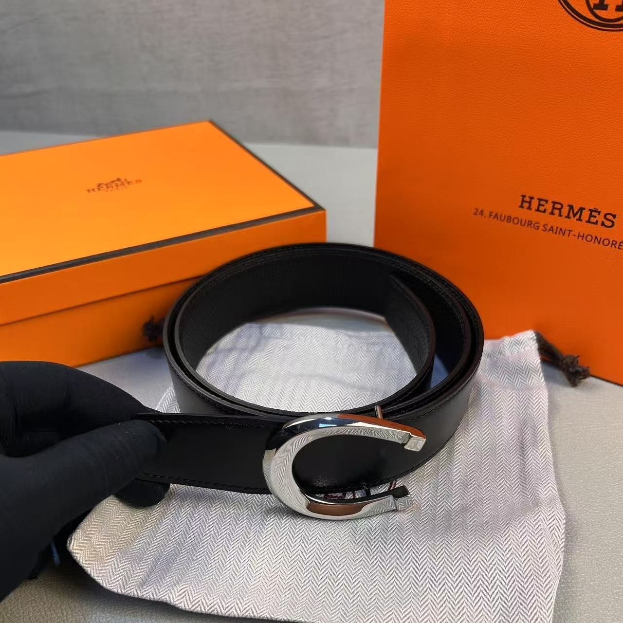 H**me5 Luck Belt Buckle Reversible Leather Strap 38mm Noir For Men H010412CK05