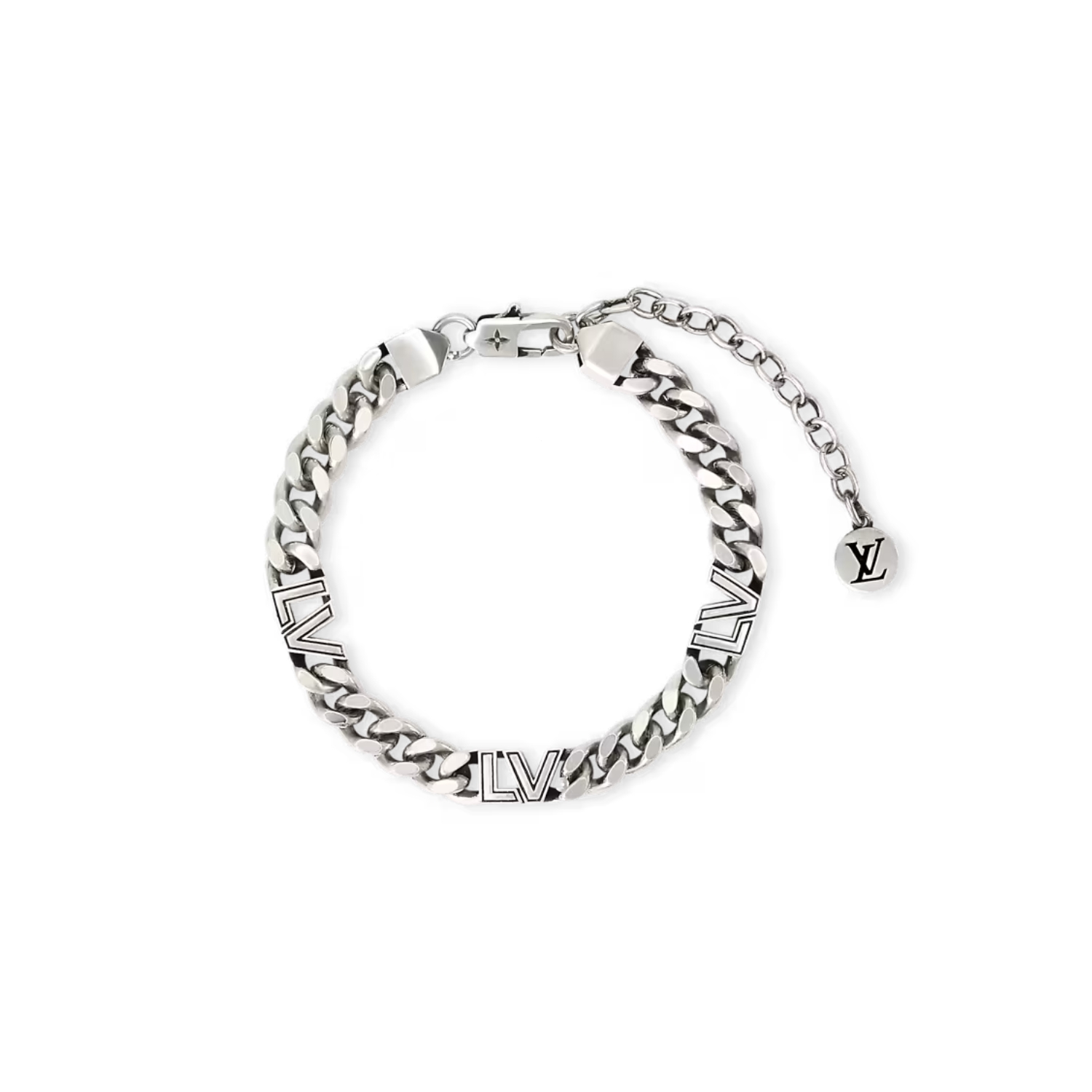 L0vis Vvtt0n LV Club Chain Bracelet Silver-Toned For Men M03018