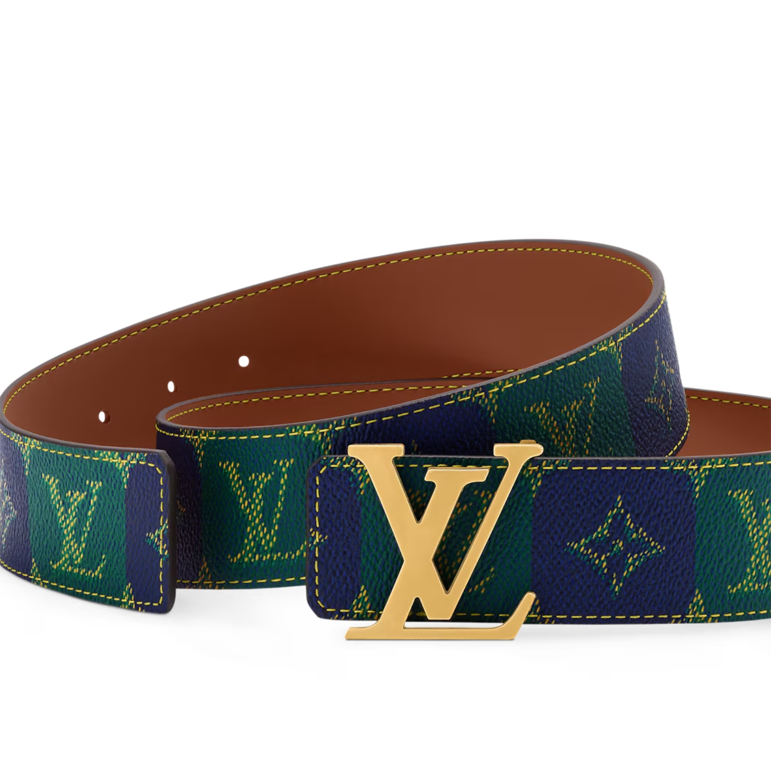 L0vis Vvtt0n LV Initiales College Monogram Heritage 40mm Reversible Belt Green For Men M4331U