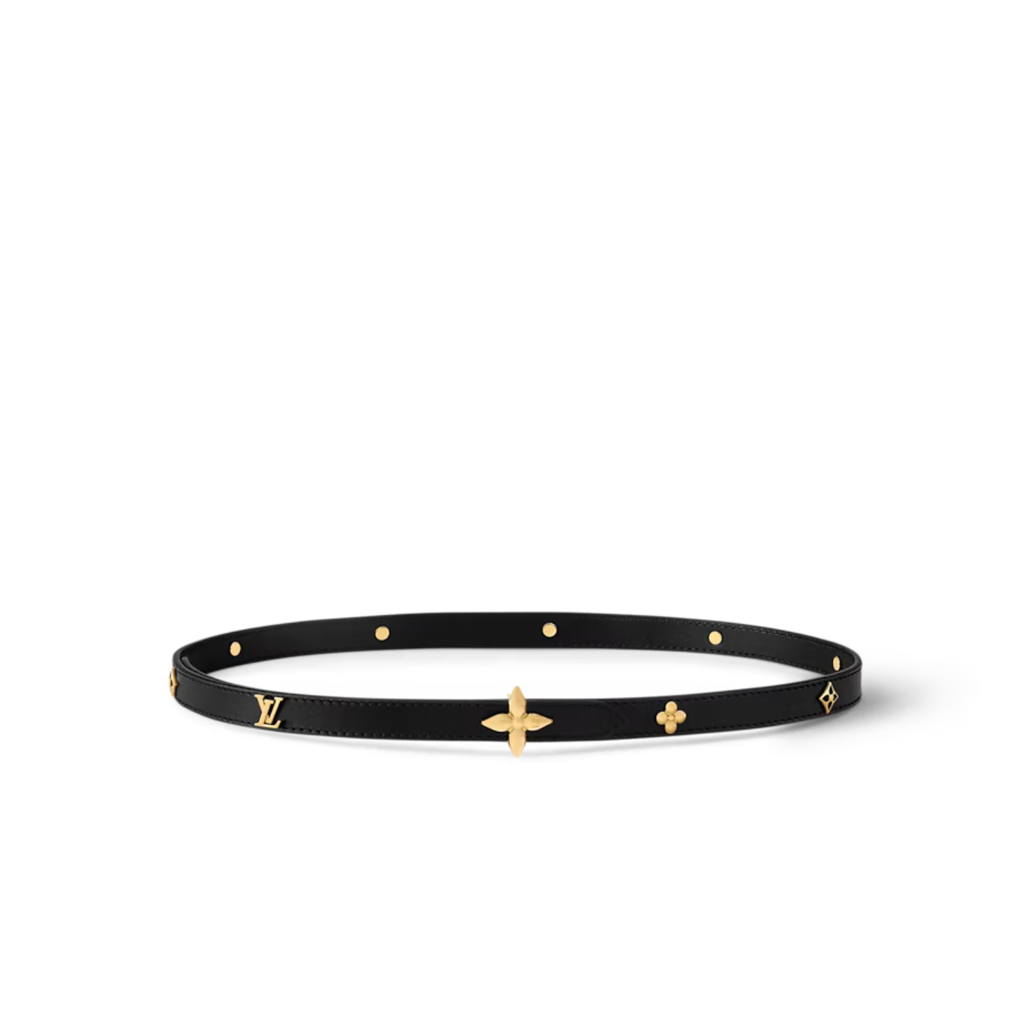 L0vis Vvtt0n Mini Flowergram Studs 15mm Belt Black For Women M4281W