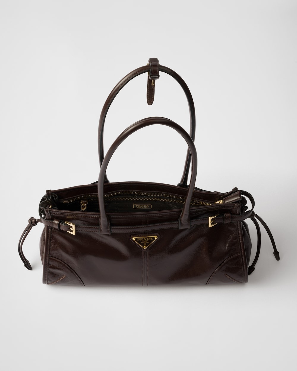[True-to-ORIGINAL] Pra*a Bonnie Medium Shoulder Bag Dark Brown 32cm/13in – 1BA426_2CYR_F01D6_V_MOO
