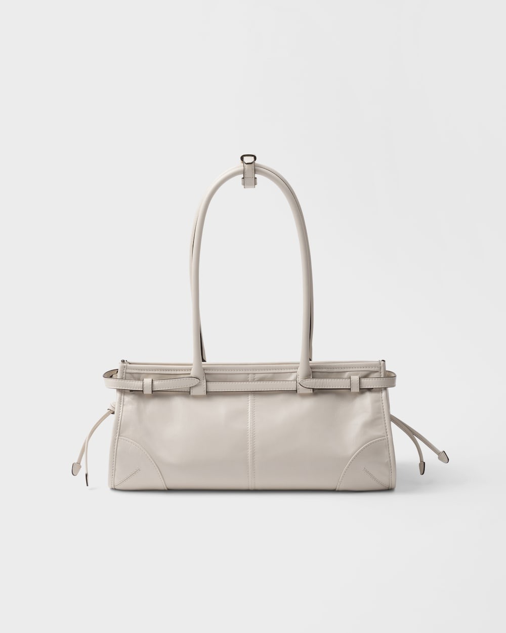 [True-to-ORIGINAL] Pra*a Bonnie Medium Shoulder Bag White 32cm/13in – 1BA426_2CYR_F0PG7_V_MOO