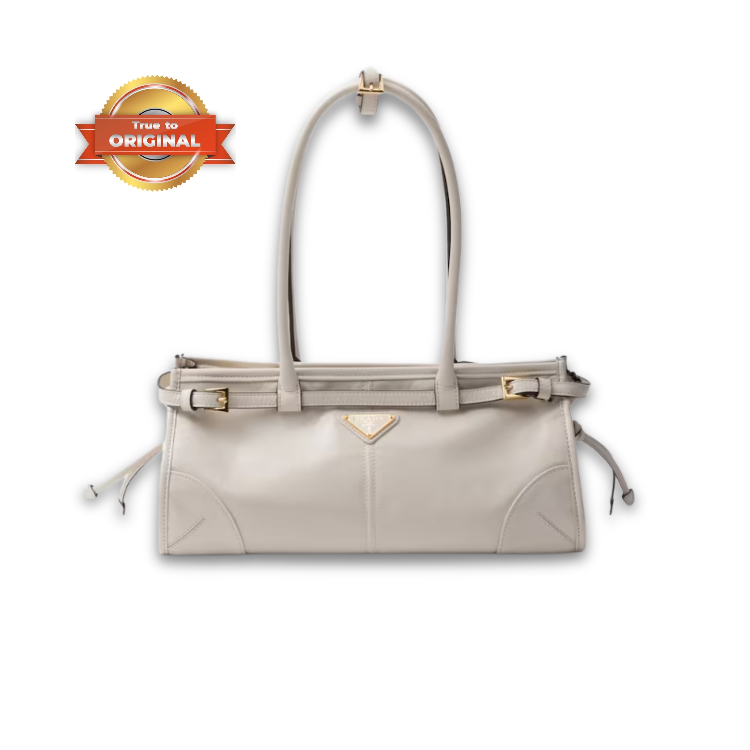 [True-to-ORIGINAL] Pra*a Bonnie Medium Shoulder Bag White 32cm/13in – 1BA426_2CYR_F0PG7_V_MOO