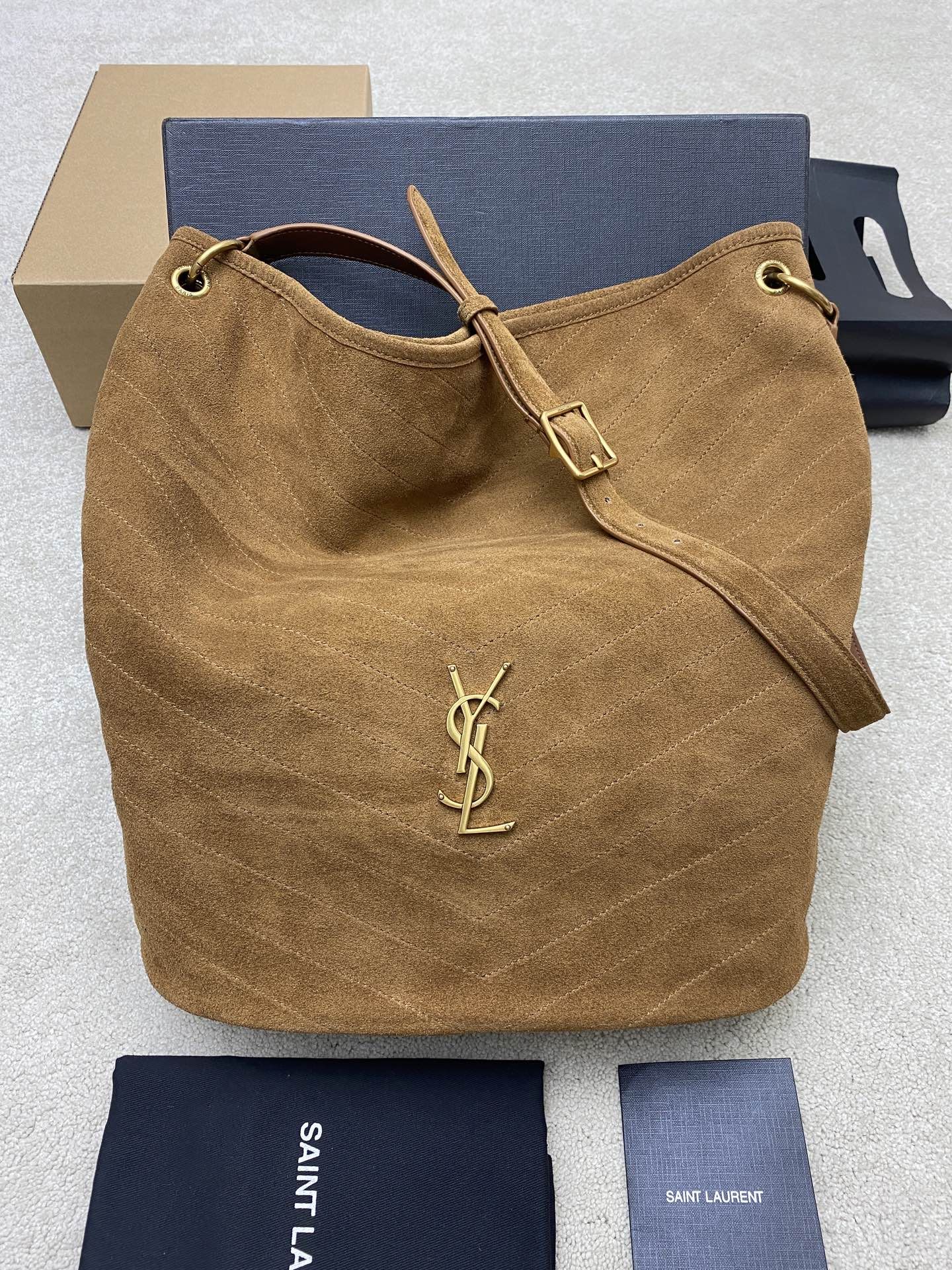 [True-to-ORIGINAL] Sa1nt Lau*nt Niki S*pple Bucket Bag Caramel For Women 68cm/26.8in