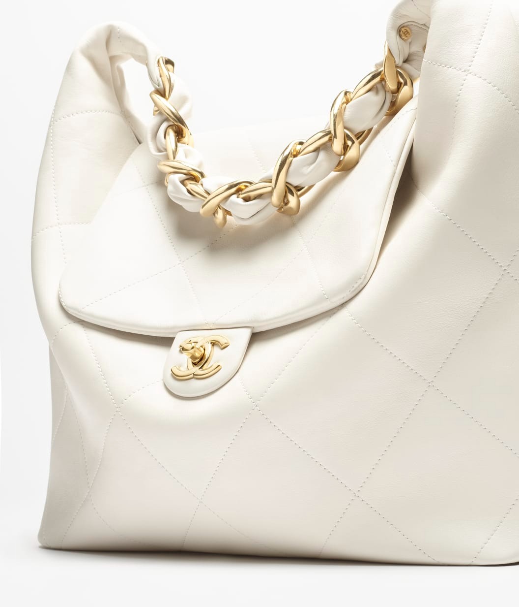 [True-to-ORIGINAL] Ch**el Maxi Hobo Bag White For Women 18.5in/47cm AS5838-B22140-10601