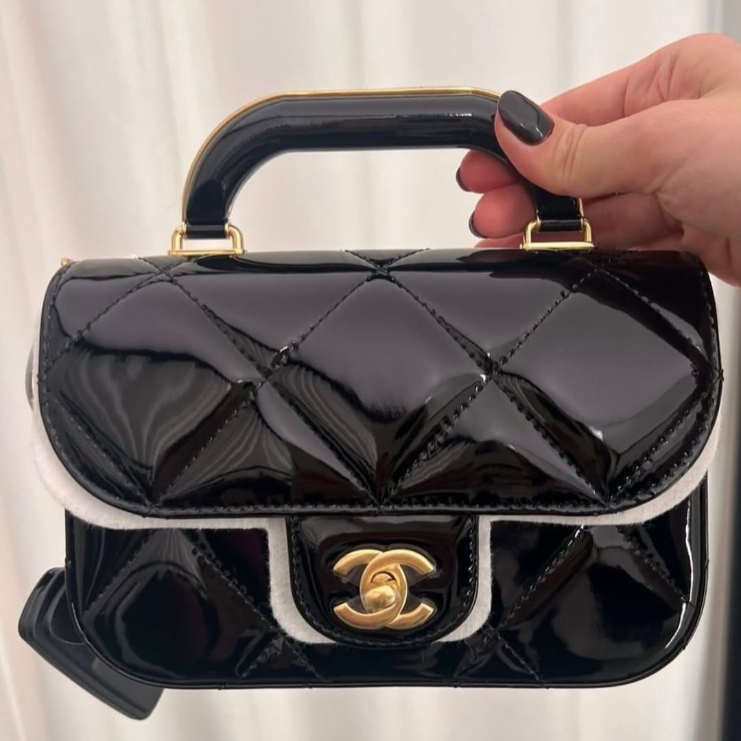 [True-to-ORIGINAL] Ch**el Mini Flap Bag With Top Handle Black For Women 7.3in/18.5cm AS5805-B21985-94305