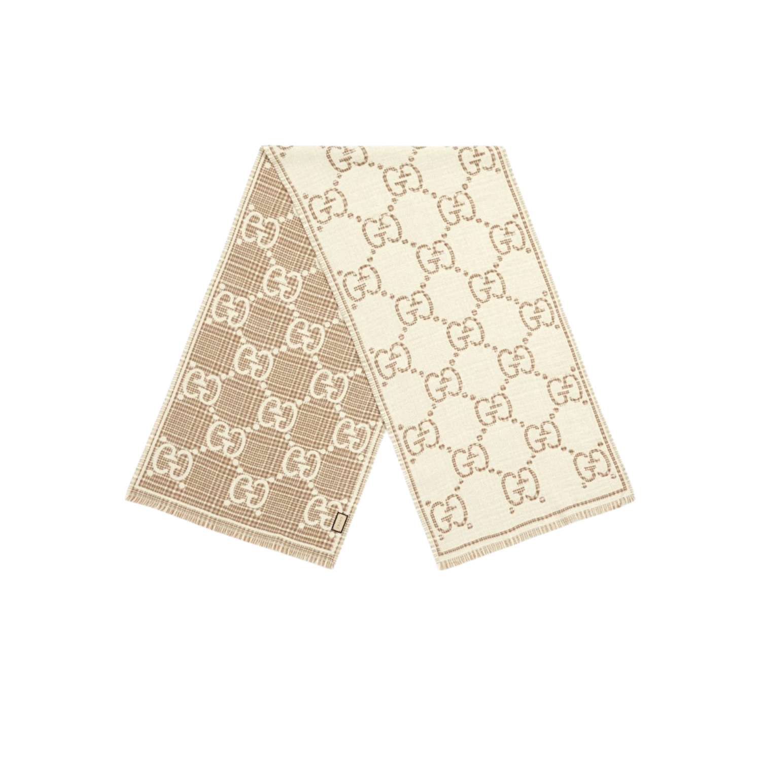 Gvc*1 GG Jacquard Scarf Ivory And Beige 70.8in/180cm ‎774419 3GAMQ 9778