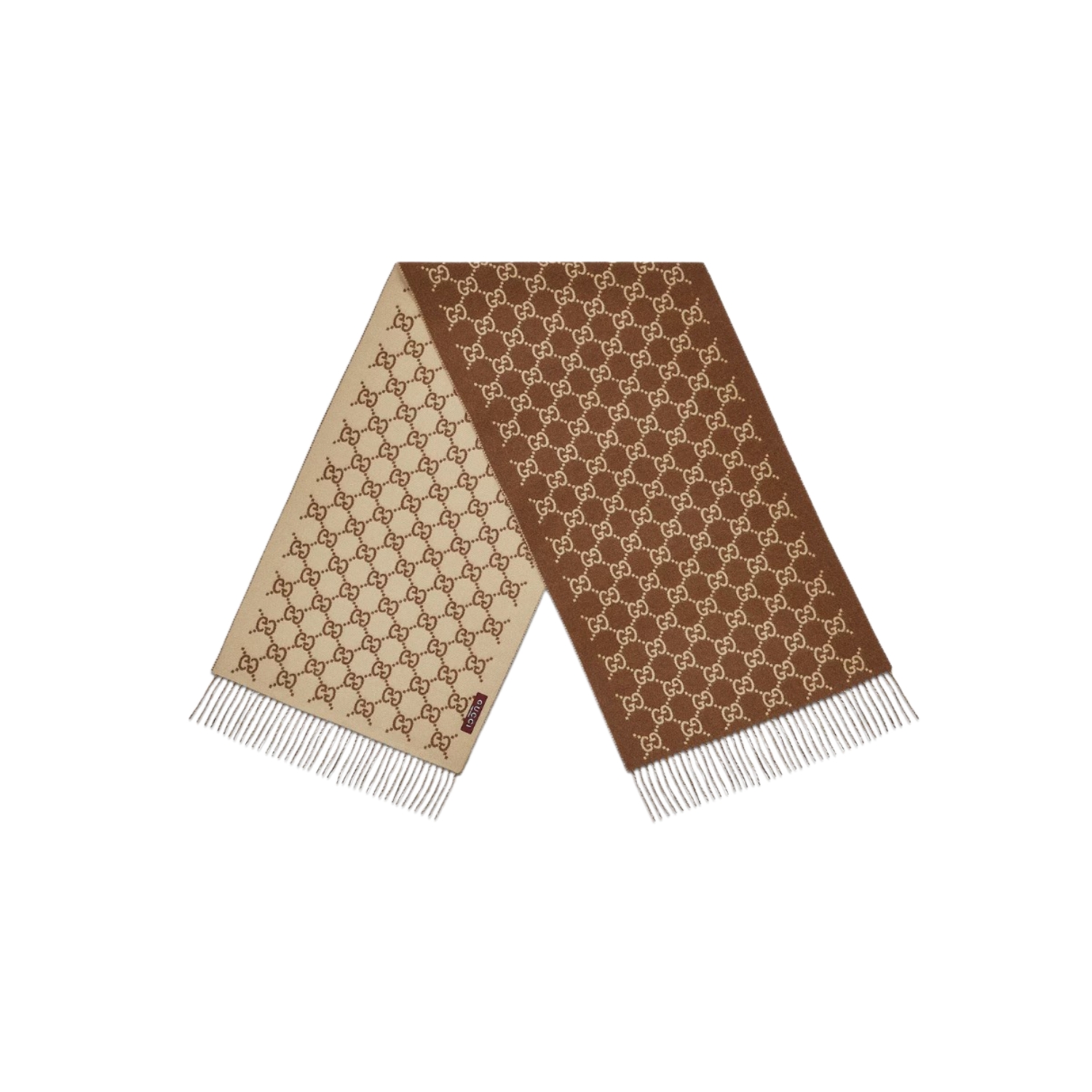 Gvc*1 GG Scarf Brown And Beige 74.8in/190cm ‎812317 3GAC0 2379