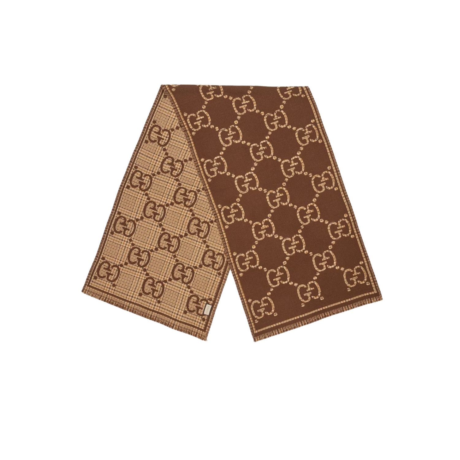 Gvc*1 GG Scarf Brown And Beige 71in/180cm ‎660025 4G386 2579