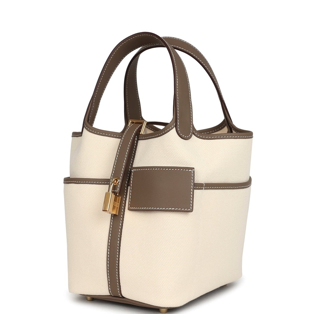 [True-to-ORIGINAL] H**me5 Picotin Lock 18 Pocket Bag Etoupe For Women 7.1in/18cm H083189CCAX