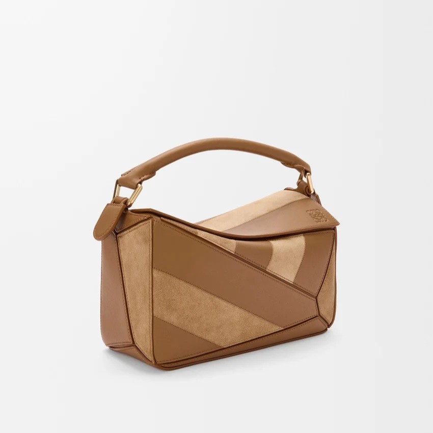 L0ew* Small Puzzle Bag Oak Suede For Women 9.4in/24cm A510S21XBR