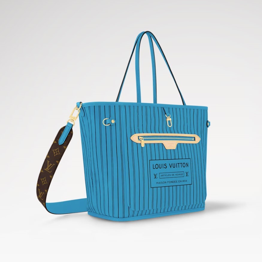 [True-to-ORIGINAL] L0vis Vvtt0n Neverfull Bandoulière Inside Out MM Gaston Blue For Women 12.2in/31cm M13753