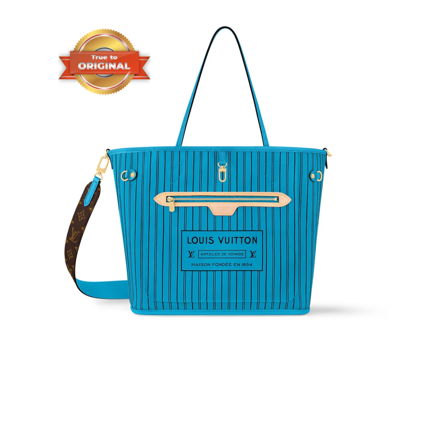 [True-to-ORIGINAL] L0vis Vvtt0n Neverfull Bandoulière Inside Out MM Gaston Blue For Women 12.2in/31cm M13753