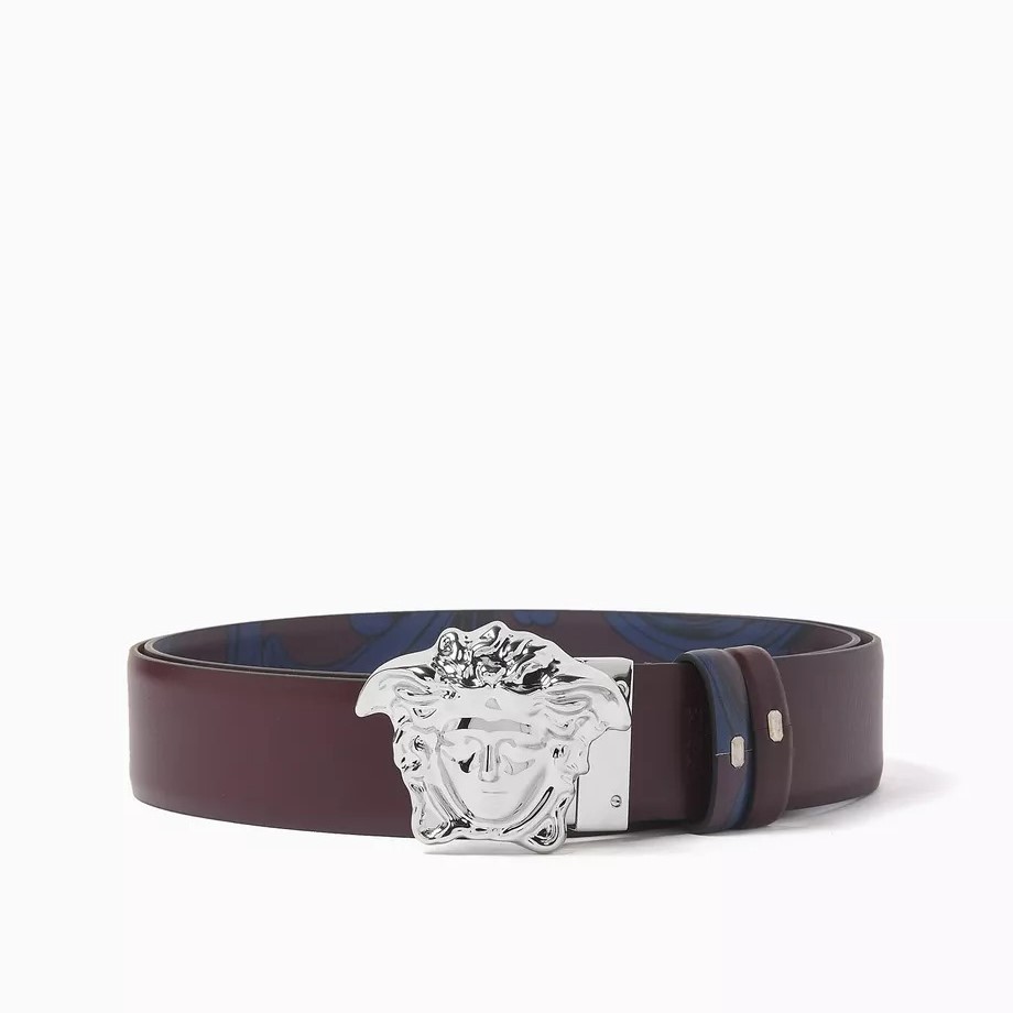 Versace La Medusa Barocco Reversible Belt Burgundy/Blue 4cm For Men DCU6705-1A13469_DC7_100_5R60P