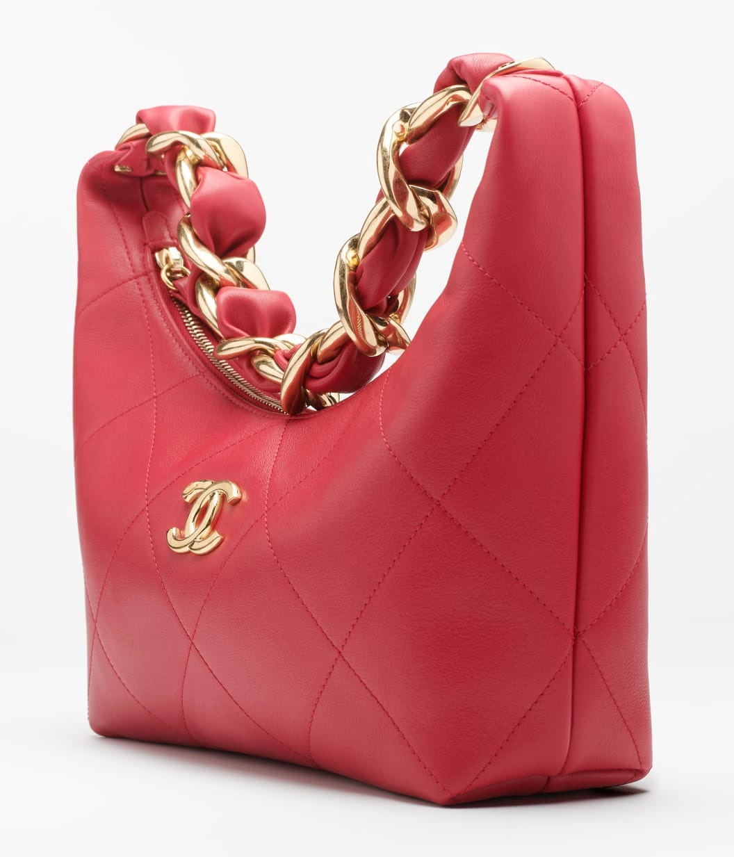 [True-to-ORIGINAL] Ch**el Hobo Handbag Red For Women 11in/28cm‎ AS5837-B22140-U3658