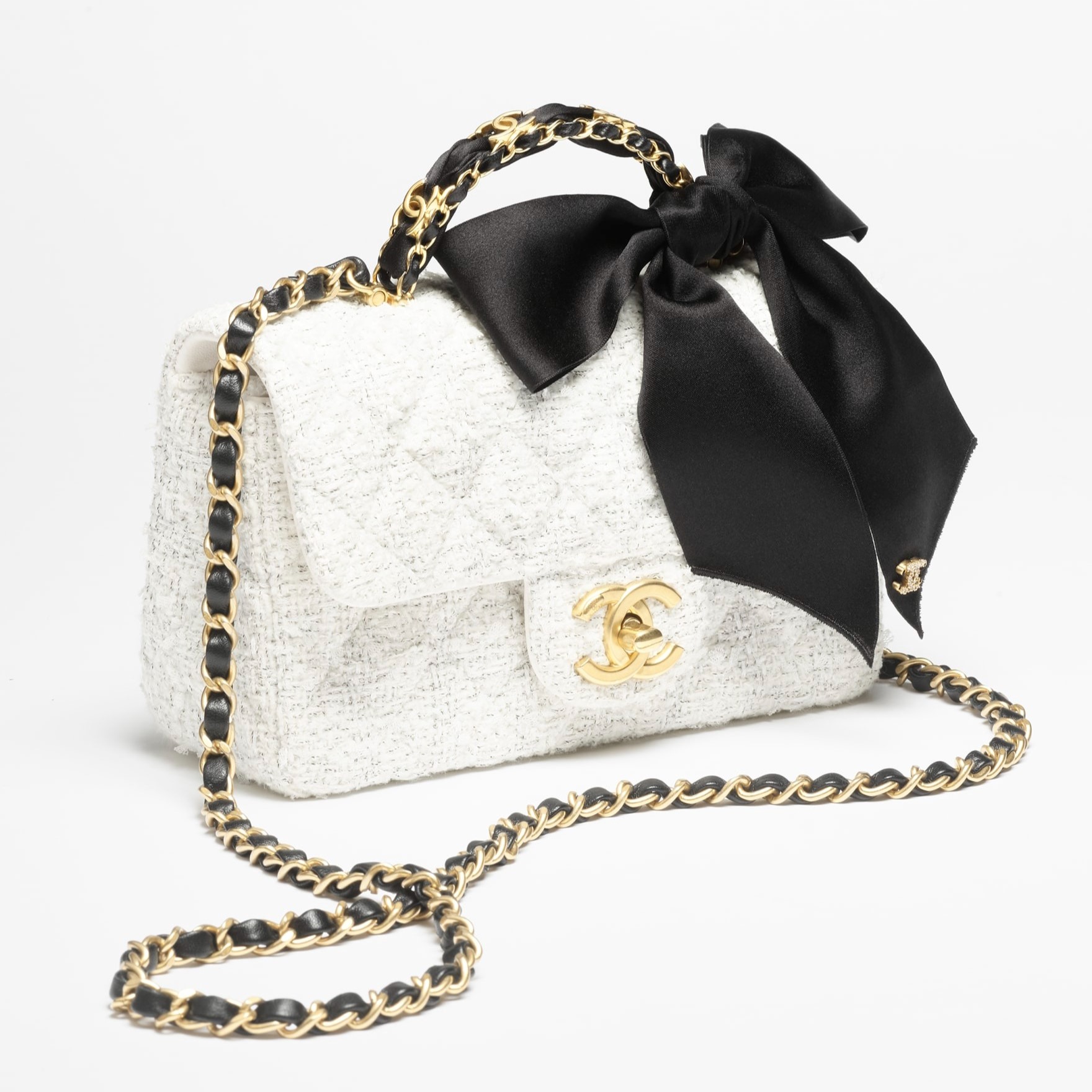 [True-to-ORIGINAL] Ch**el Mini Flap Bag With Top Handle White For Women 7.9in/20cm‎ AS5875-B22482-MB103