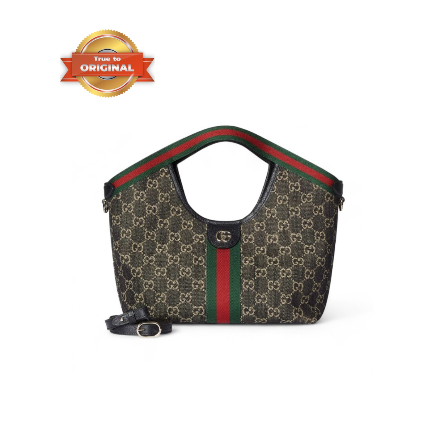 [True-to-ORIGINAL] Gvc*1 Giglio Small Tote Bag Black And White GG Denim For Women 9.8in/25cm ‎860845 FAFYU 1155