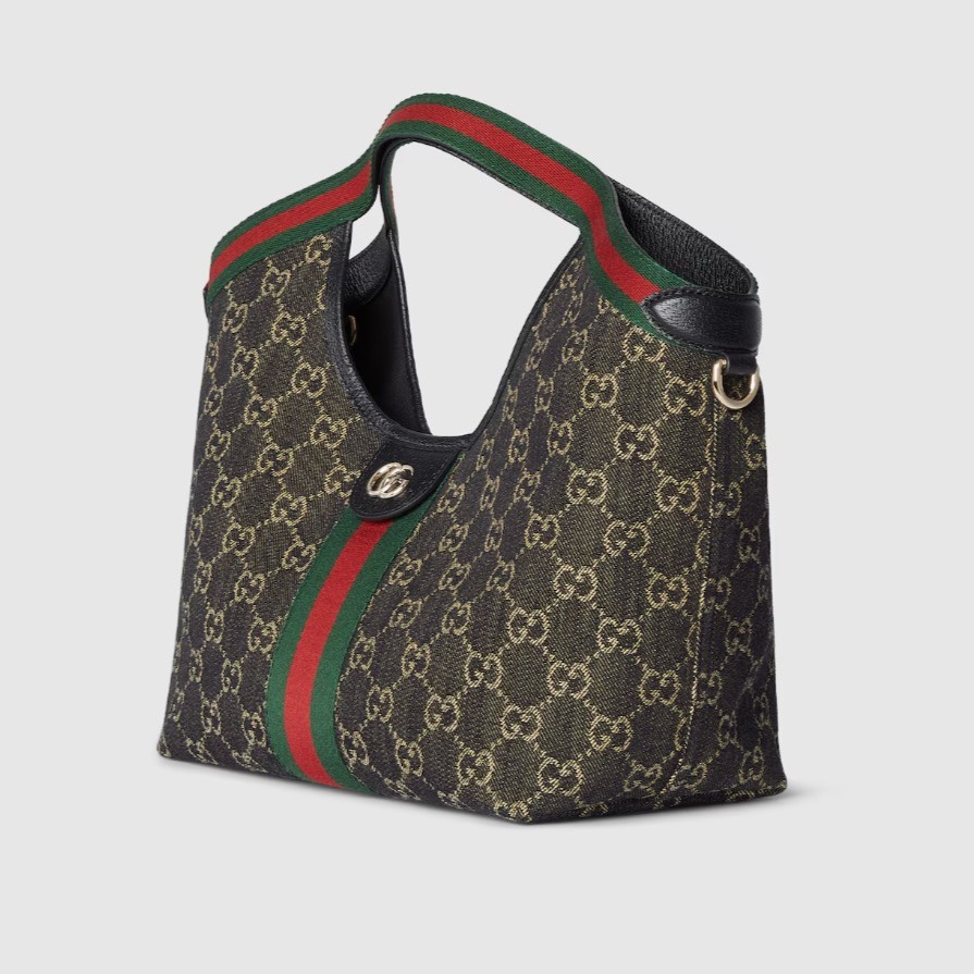 [True-to-ORIGINAL] Gvc*1 Giglio Small Tote Bag Black And White GG Denim For Women 9.8in/25cm ‎860845 FAFYU 1155