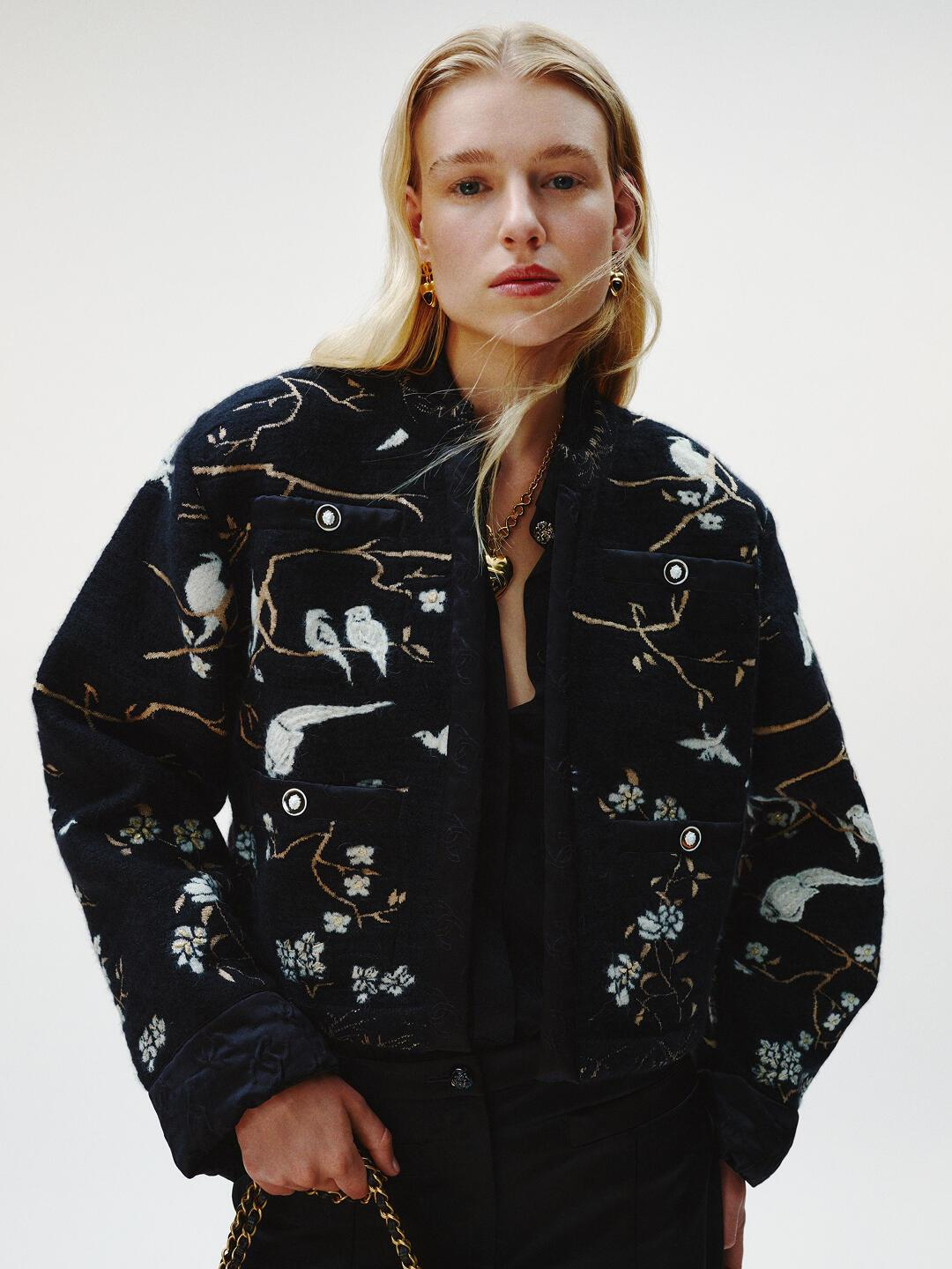 Ch**el Elegant Cropped Jacket Black For Women