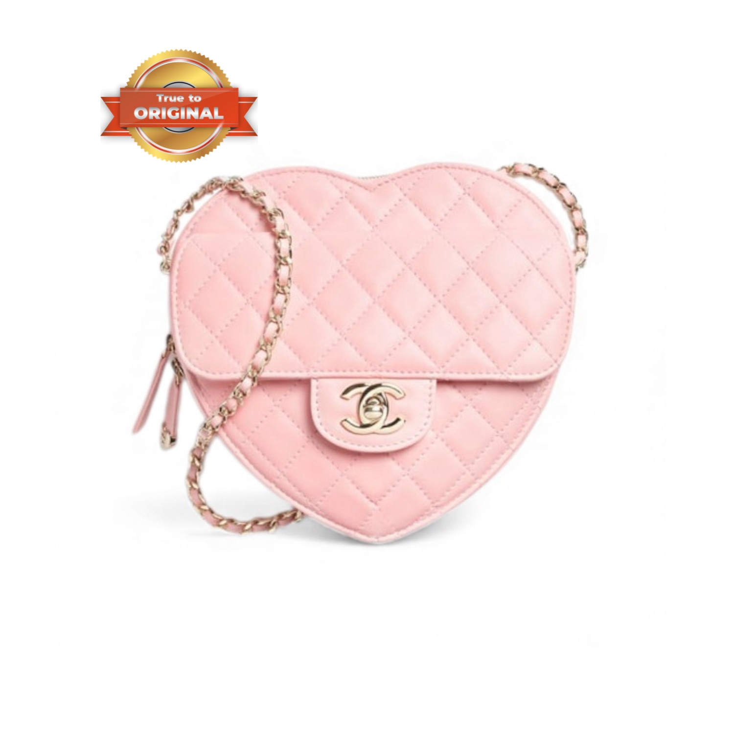 [True-to-ORIGINAL] Ch**el Heart Bag Light Pink For Women 8.1in/18cm‎ AS5764-B07958-U2360