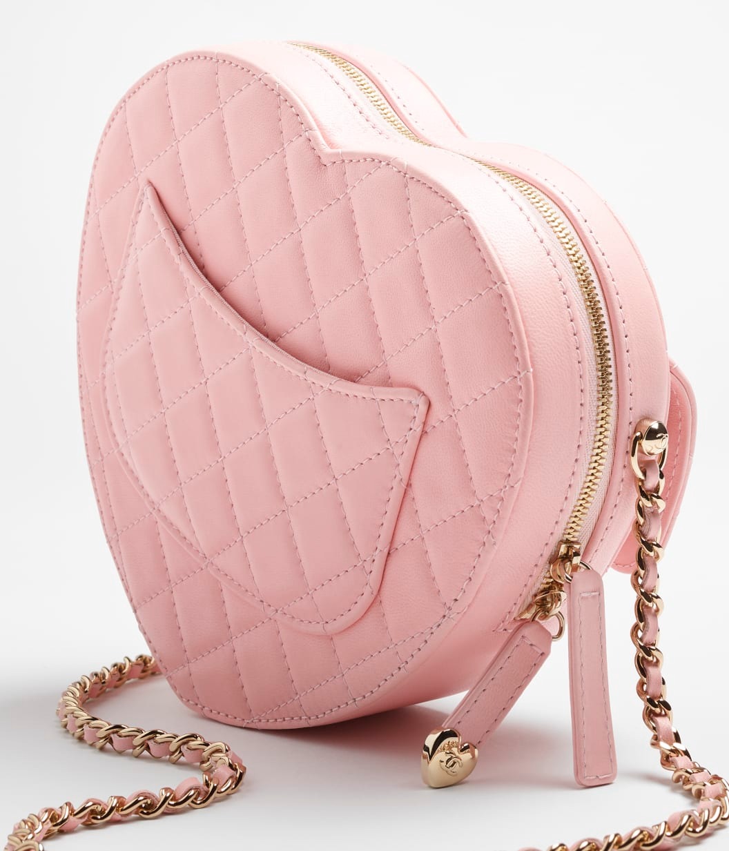 [True-to-ORIGINAL] Ch**el Heart Bag Light Pink For Women 8.1in/18cm‎ AS5764-B07958-U2360