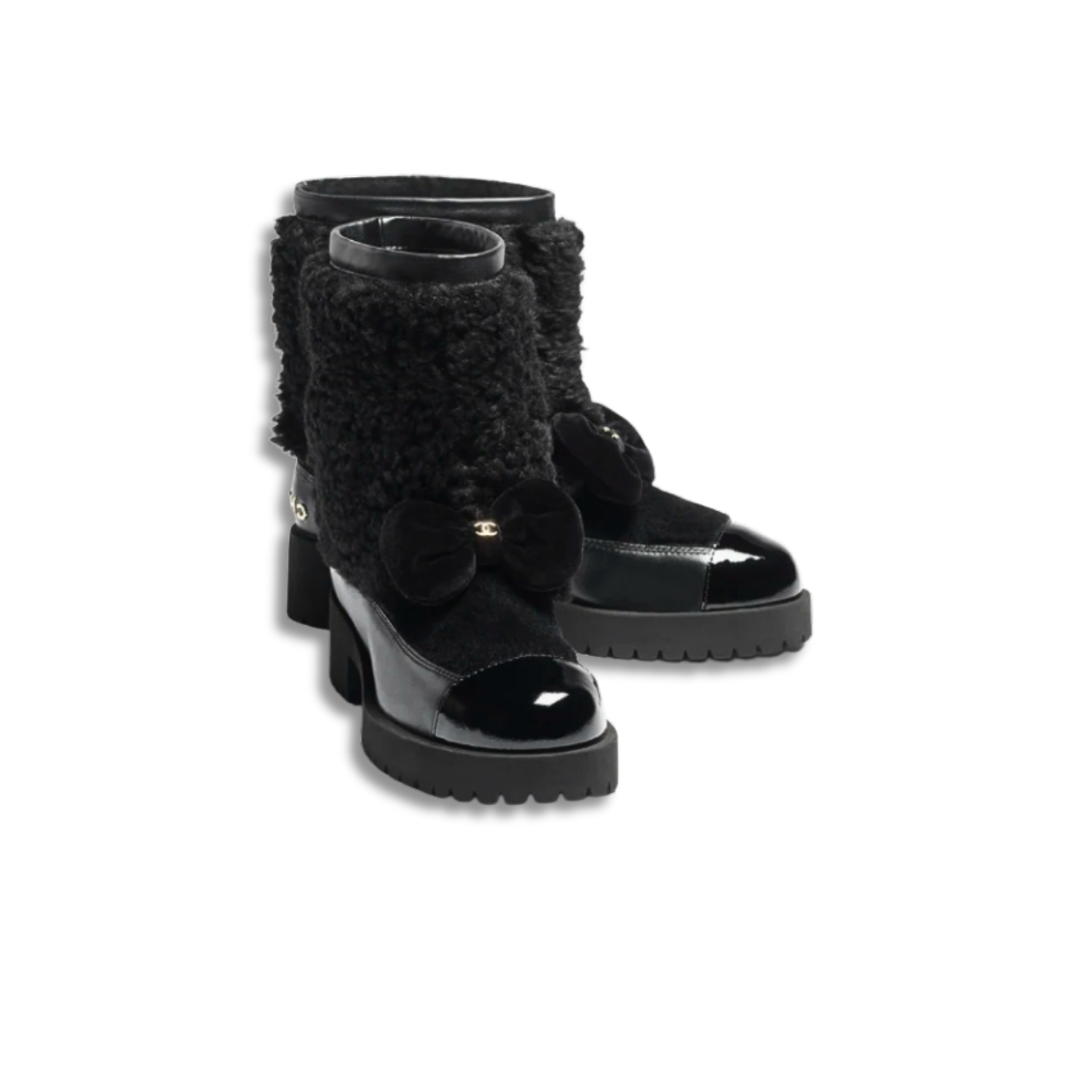 Ch**el Shearling Ankle Short Boots Black 44mm For Women – G46636-B21528-94305