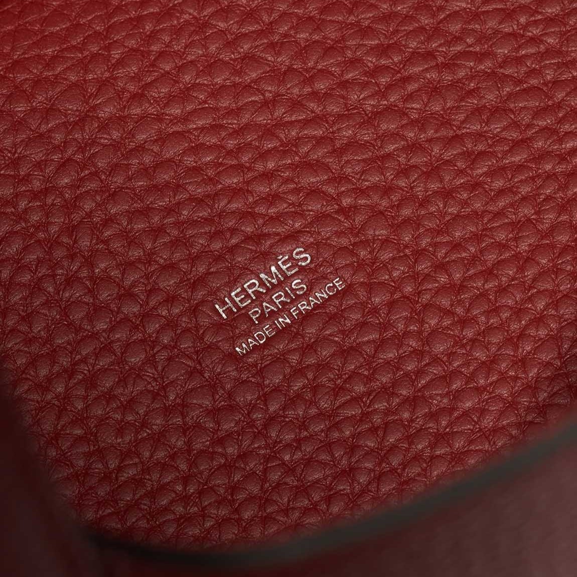 H**me5 Picotin 18 Taurillon Clémence Rouge H Red Palladium Hardware 7.1in/18cm For Women